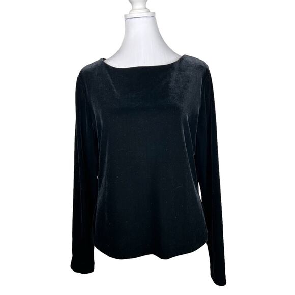 Arianna by Rachel Kaye Black Velour Top Womens Size L Stretchy Wardrobe Basics - Picture 1 of 6